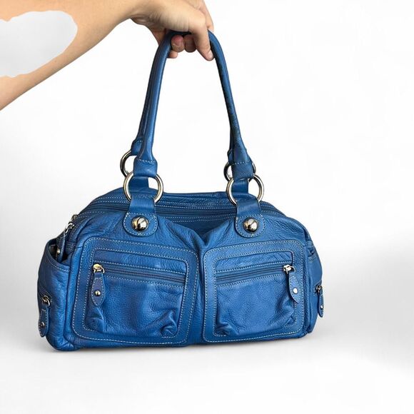 Barr + Barr Blue Leather Satchel / Shoulder Bag - Picture 1 of 8